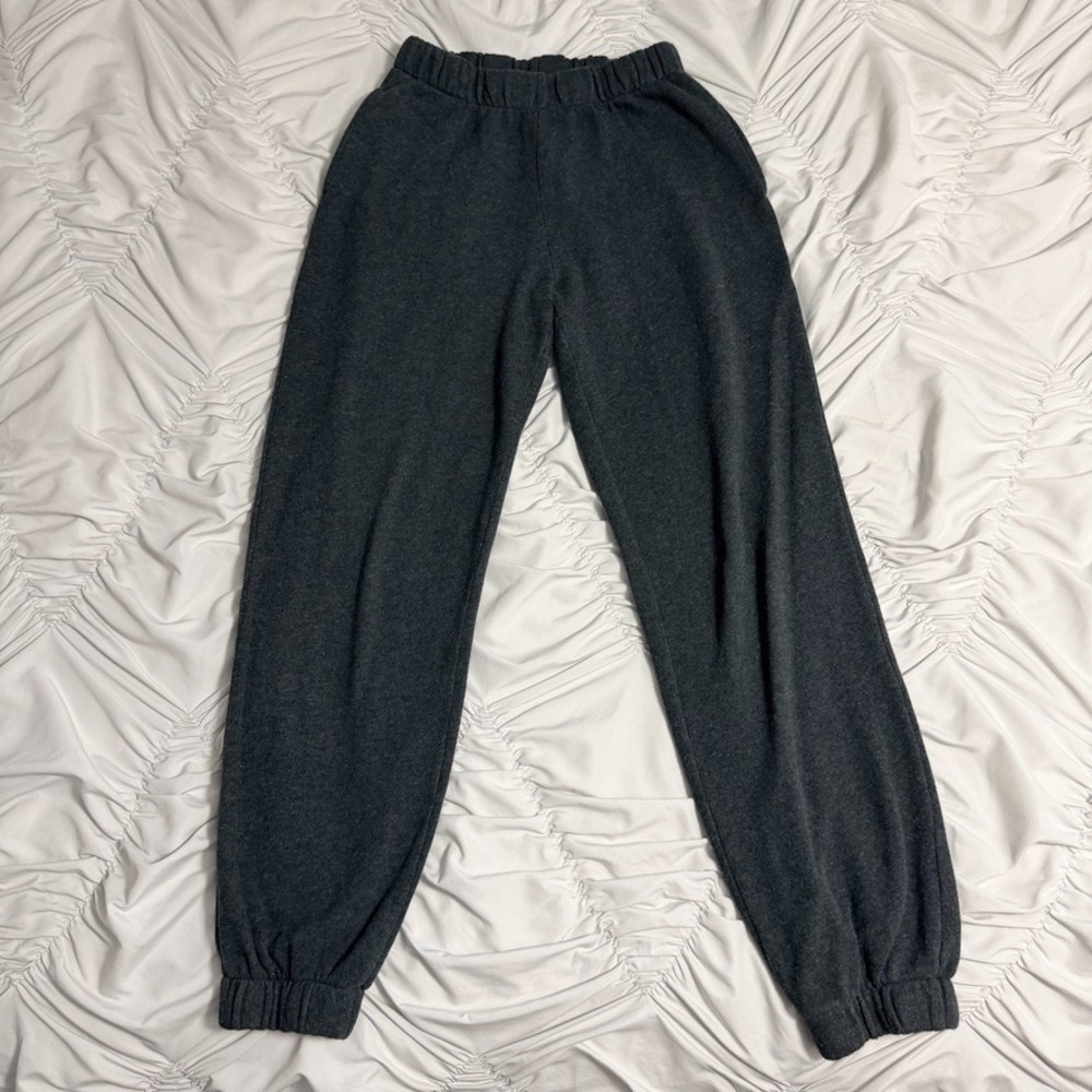 Brandy Melville Jogger Sweatpants Dark Gray Fleece Lined One Size‎ Women's